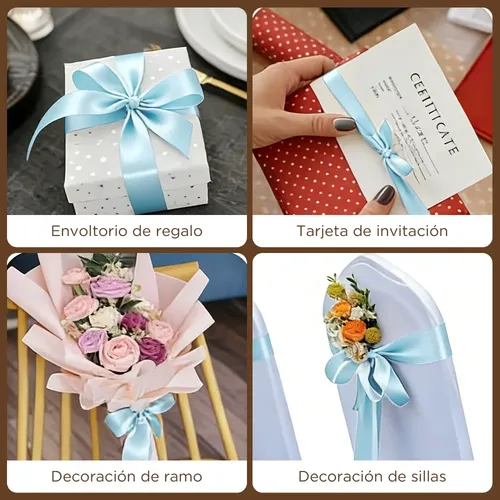 Rollo Liston Satinado Para Decoracion Ancho 4 Cm 91 Metros
