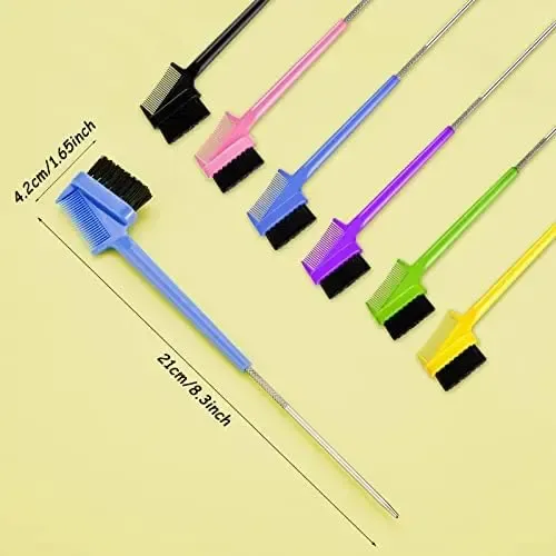 6 Piezas: Cepillo De Borde Para Cabello Con Peine De Cola Amarillo, Azul, Verde, Púrpura.