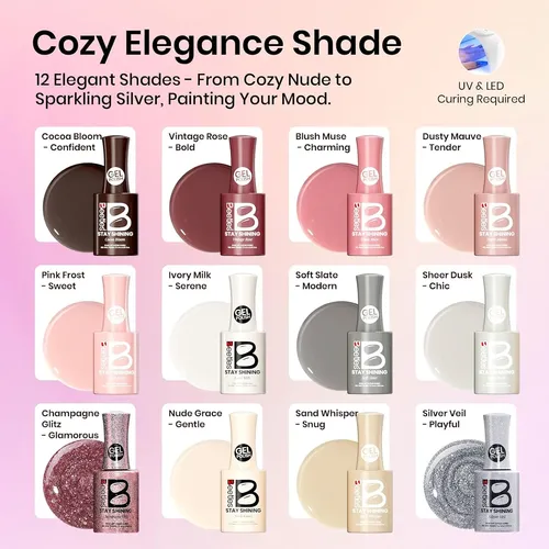 Kit Uñas Gel 12 Colores Uv Base Top Coat Aceite