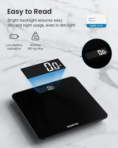 Balanza Digital Renpho Core 1s Bg260r, Hasta 180 Kg Negra