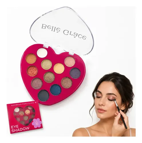 Sombra Ojos Brillante Tono 01 Paleta Corazon 12 Tonos Maquillaje Rostro Veoquiero