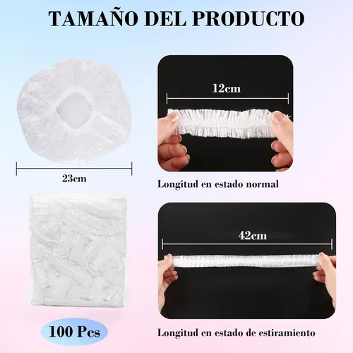 Gorro De Ducha Elástico Grueso 100 Uds Para Spa Y Baño