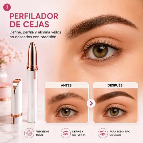 Depiladora Facial + Perfilador Cejas + Piedra Nano – Kit X3