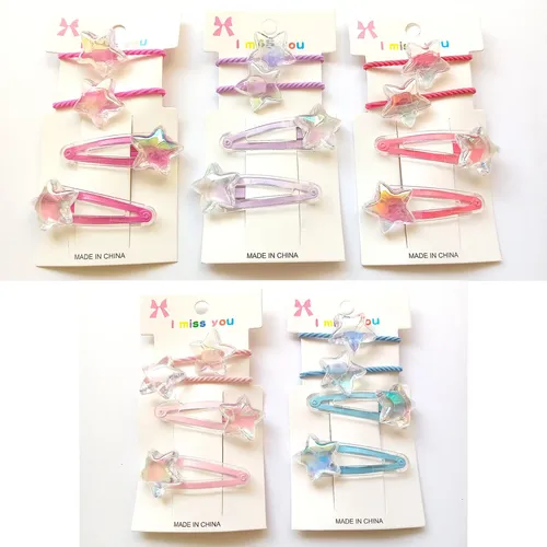 Pack X3 Set Infantil Hebillas Colitas Pelo Colores Surtidos