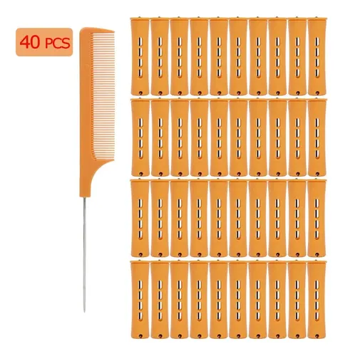 Set 40 Rulos Plásticos Naranja Para Rulos Fríos Cabello