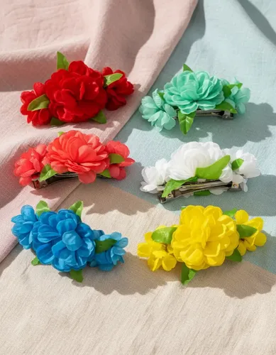 Broches De Pelo Hebillas Flores Pack X 12 Unidades Colores