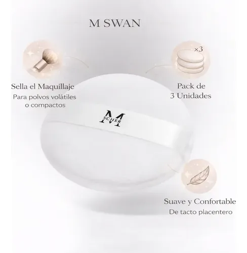 Cisnes Maquillaje Sella Polvos En El Rostro 3 Unidades Blanco Grande