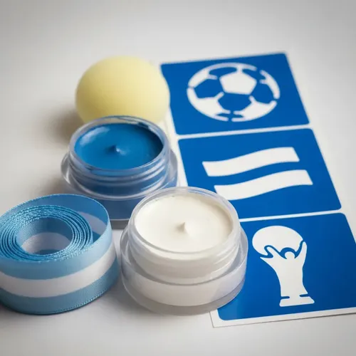 Kit Maquillaje Pintafan Argentina 7 Piezas Celeste Blanco Hipoalergénico