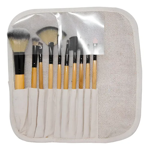 Set De Pinceles Maquillaje Brochas Bamboo X10 P6840