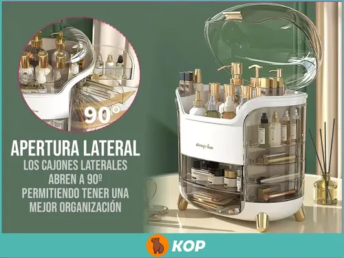 Organizador Porta Cosmeticos – Maquillaje – Makeup – Grande Capsula Transparente Con Blanco