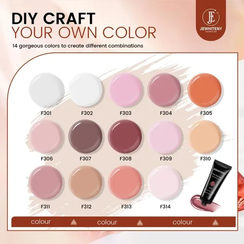 Kit Uñas Poligel Jewhiteny 14 Colores Lámpara Taladro