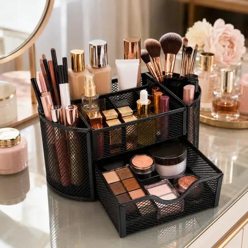 Organizador Cosméticos Malla Metálica Cajón 9 Compartimentos