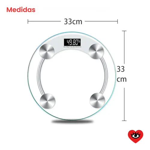 Balanza Digital De Baño Redonda Hasta 180 Kg Veoquiero Color Porta-especias Transparente Redondo