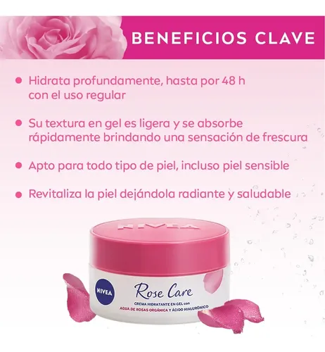 Crema facial hidratante en gel NIVEA Rose Care para todo tipo de piel x 50 ml