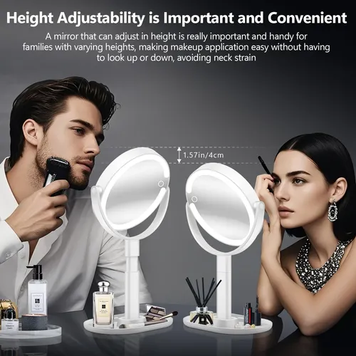 Espejo De Maquillaje Miyadiva Con Aumento 30x, Luz Y Soporte