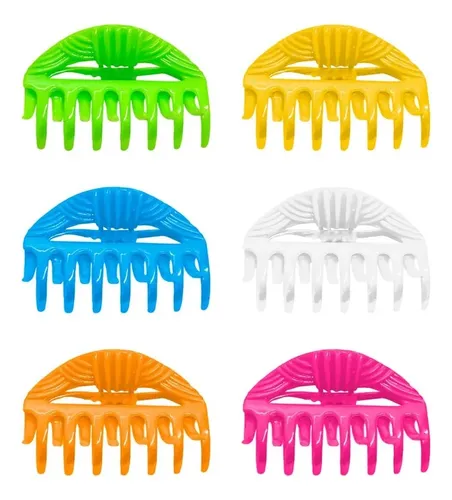 Broches De Pelo Grandes Plásticos De Colores – Pack X12u 6 Colores