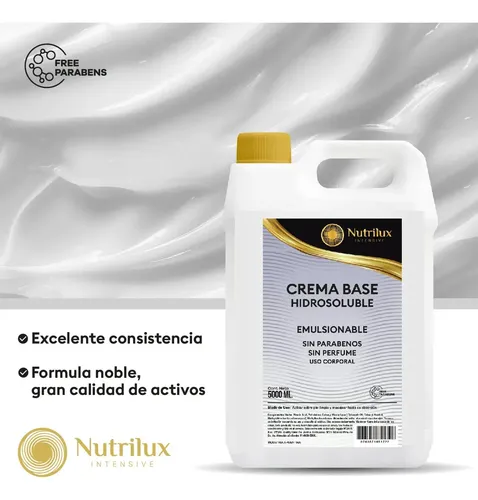 Crema Base Neutra Hidrosoluble 5 Kilos S/parabenos