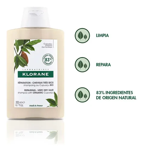 Shampoo Klorane Cupuacu Bio Cabellos Secos Y Dañados X 200