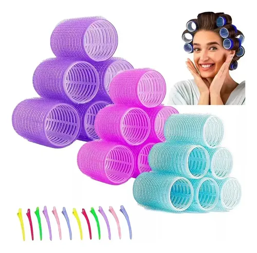 Rizador De Pelo Colorido, Tubos De Plástico Autoadhesivos, 3