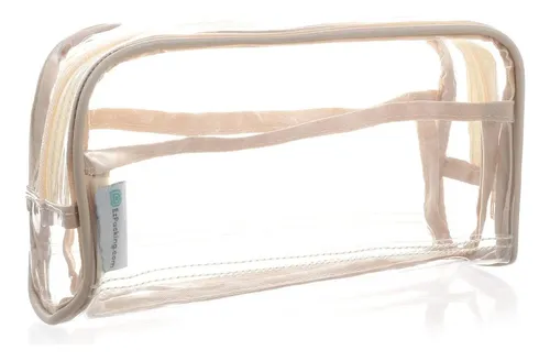 Bolsa De Maquillaje Ezpacking Clearview Ivory Pvc Con Piel V
