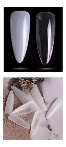 Tips Uñas Stileto Natural Blanco Transparente 100 Unidades