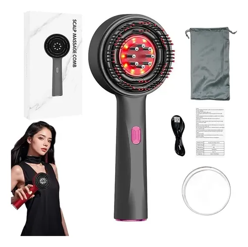 Cepillo Masajeador 3 Funciones Luz Roja Para Cabello Gris