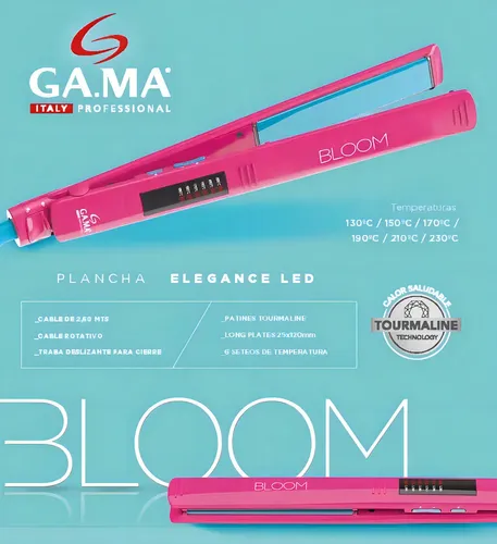 Planchita De Pelo Ga.ma Italy Elegance Bloom Led Color Rosa
