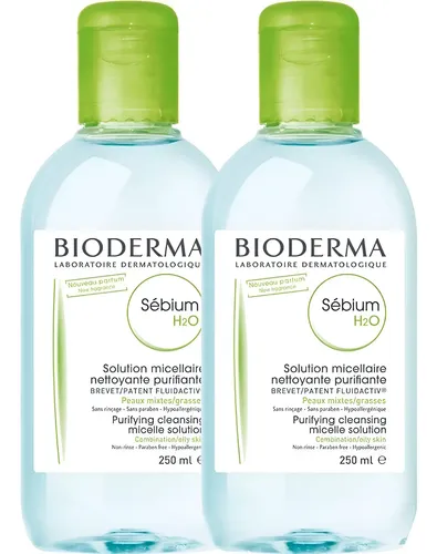 Pack 2 Bioderma Sebium H2o Solución Micelar 250ml Limpiadora Pieles Mixtas A Grasas Sensibles