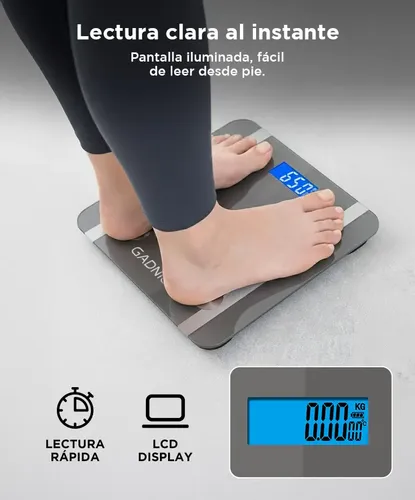 Balanza Digital Baño Personal Corporal Personas 180kg Gadnic Color Gris