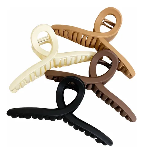 Set X4 Broches Grandes Para Pelo Cuadrados Frosted 5 Cm