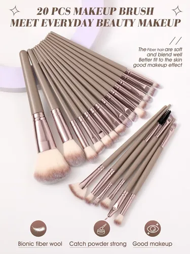Set 47 Brochas Y Esponjas De Maquillaje Con Neceser Beige Marrón