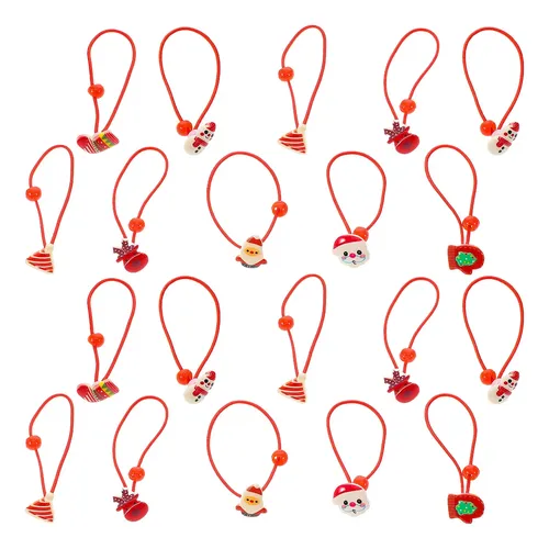 ..20 Cintas Navideñas Elásticas Para Coletas Con Forma De Mu