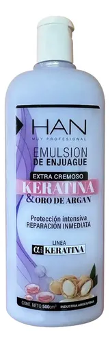 Acondicionador HAN Emulsión Enjuague Keratina Oro Argan 500ml Muy Profesional