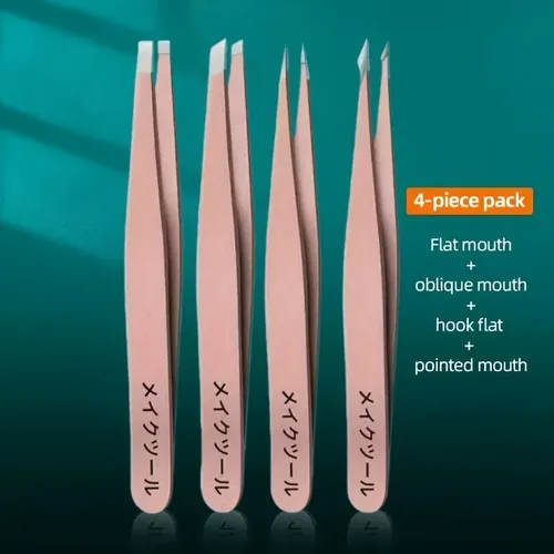 Pinzas De Depilar Oblicuas X4 Cejas Puntos Negros 4pcs Pink Liso