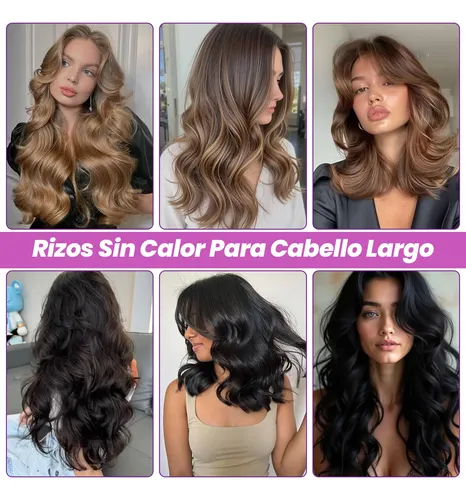 6pzs Curly Ondas En Cabello Rizos Sin Calor Tubo+gorro