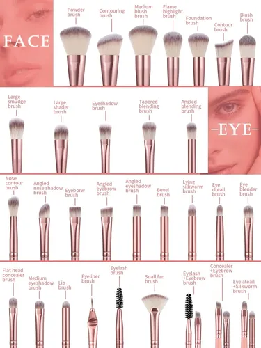 Set De 30 Brochas De Maquillaje Profesional – Rosa