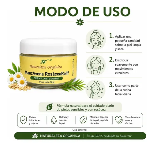Naturaleza Orgánica Crema ManzAvena Rosácea Relief Avena Manzanilla 50ml