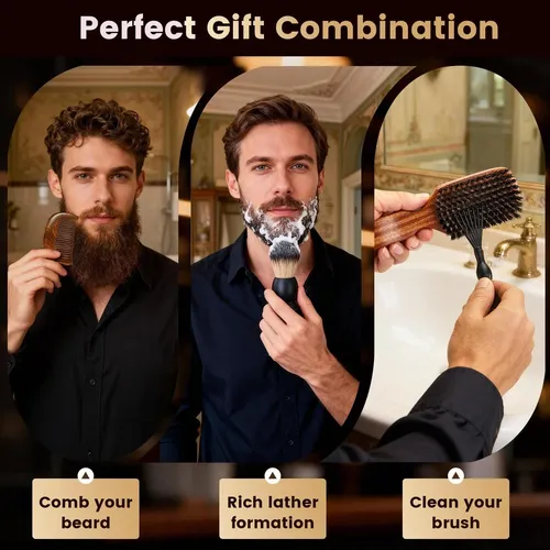 Cepillo Para Barba Y Cabello Suroseate Cerdas De Jabalí