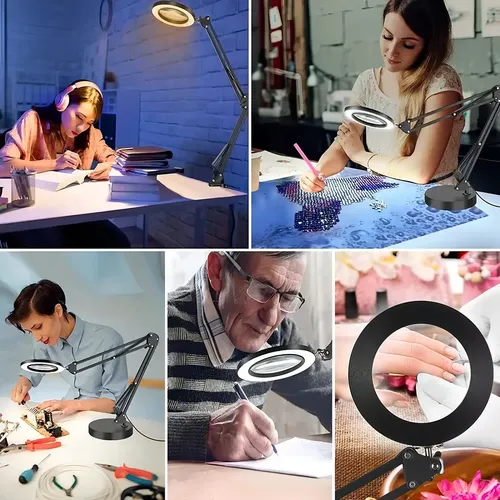 Lámpara De Escritorio Led Con Espejo De Aumento De 10x Y Bra