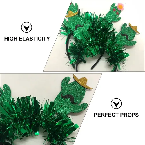 Aros De Pelo Cactus Verde 2 Piezas Para Fiesta