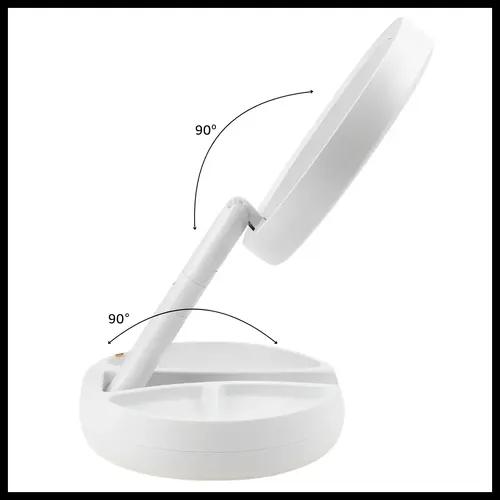 Espejo Maquillaje Dinax 10x Led Fría Plegable Usb Pilas Redondo 12.5cm