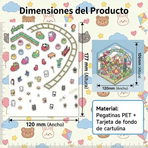10hojas Pegatinas 3d Diy Pinzas Miniaturas Decorar Regalos