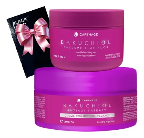 Kit X2 Bakuchiol Carthage Limpieza Crema Rutina Skincare Set