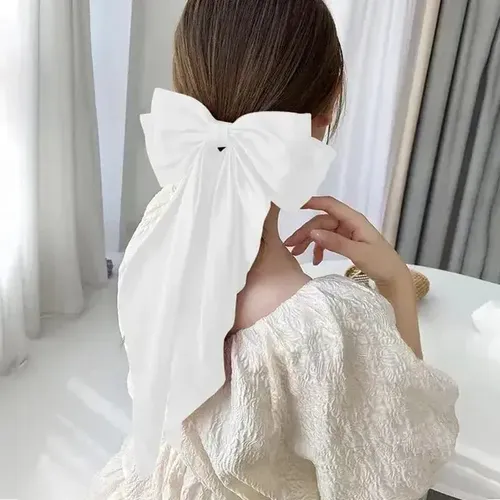 Pinza For El Pelo Coreana Con Lazo Grande Blanco Y Bonito