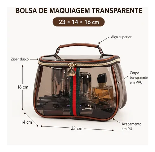 Bolsa De Maquillaje Transparente Grande Neceser De Viaje