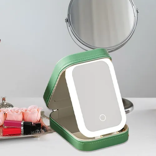 Estuche De Maquillaje Con Espejo Led Y Organizador Blanco