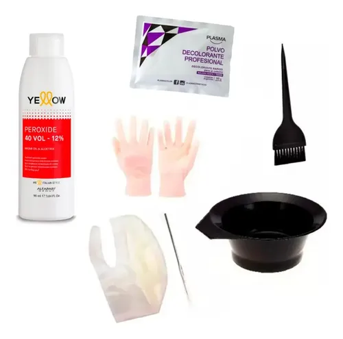 Kit Reflejos Mechas Gorro + Deco+ Oxi + Bolw + Pincel Aguja Tono Decolorante