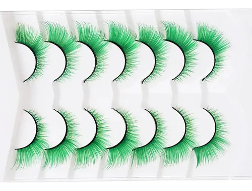 Pestañas Verdes Postizas Felinas Suaves Para Cosplay Y Fies