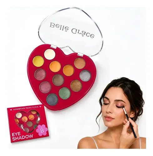 Sombra Ojos Brillante Tono 02 Paleta Corazon 12 Tonos Maquillaje Rostro Veoquiero