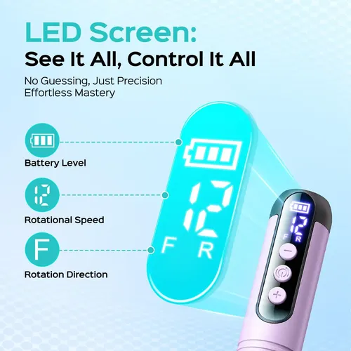 Lima Eléctrica Para Uñas Inalámbrica Coslus C50 Con 12 Veloc